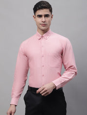 Men's Coral Cotton Solid Formal Shirt - SF_875Coral_S
