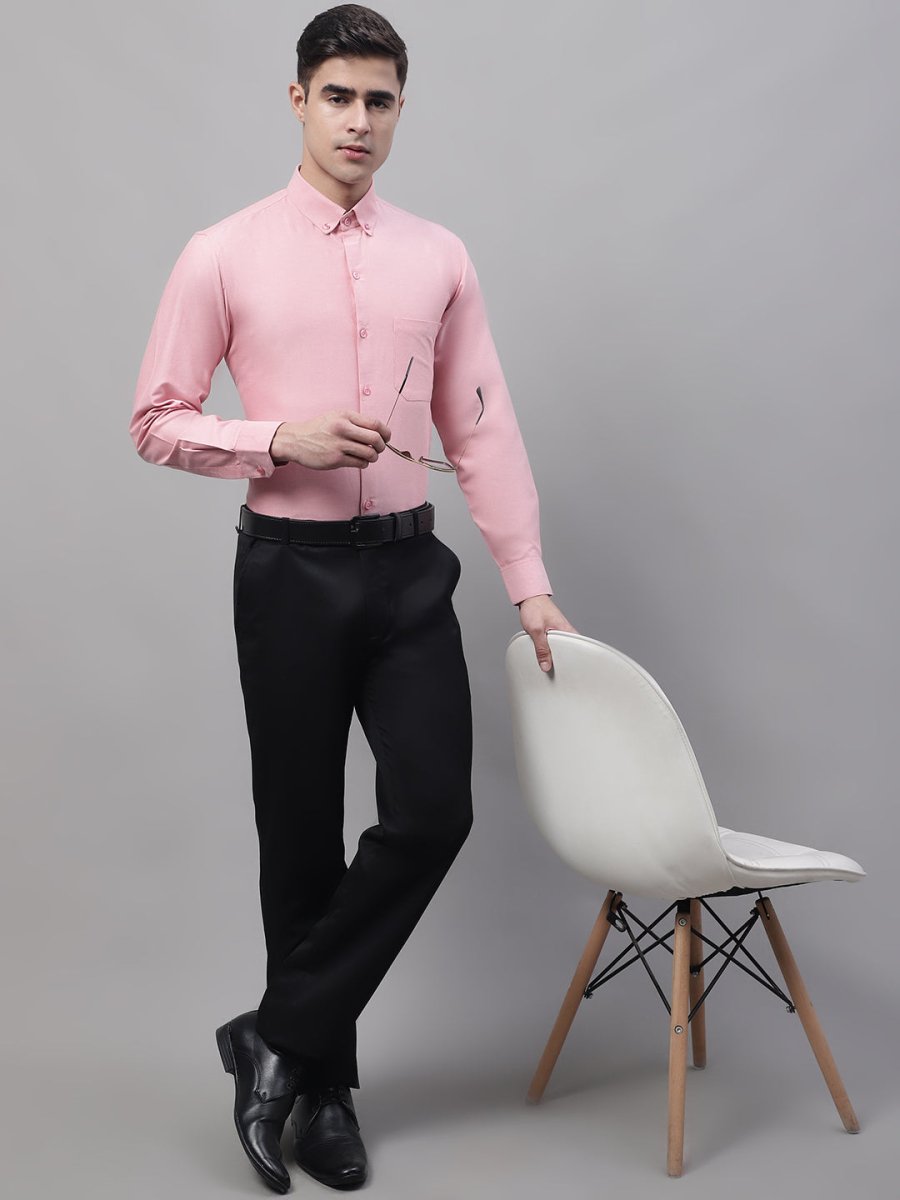 Men's Coral Cotton Solid Formal Shirt - SF_875Coral_S