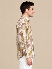 Men’s Cotton Abstract Printed Casual Shirt - SF_064Beige_S
