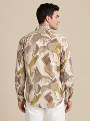 Men’s Cotton Abstract Printed Casual Shirt - SF_064Beige_S