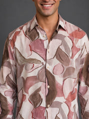 Men’s Cotton Abstract Printed Casual Shirt - SF_064Peach_S