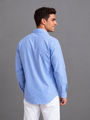 Men’s Cotton Blend Blue Striped Casual Shirt - SF_068Blue_S