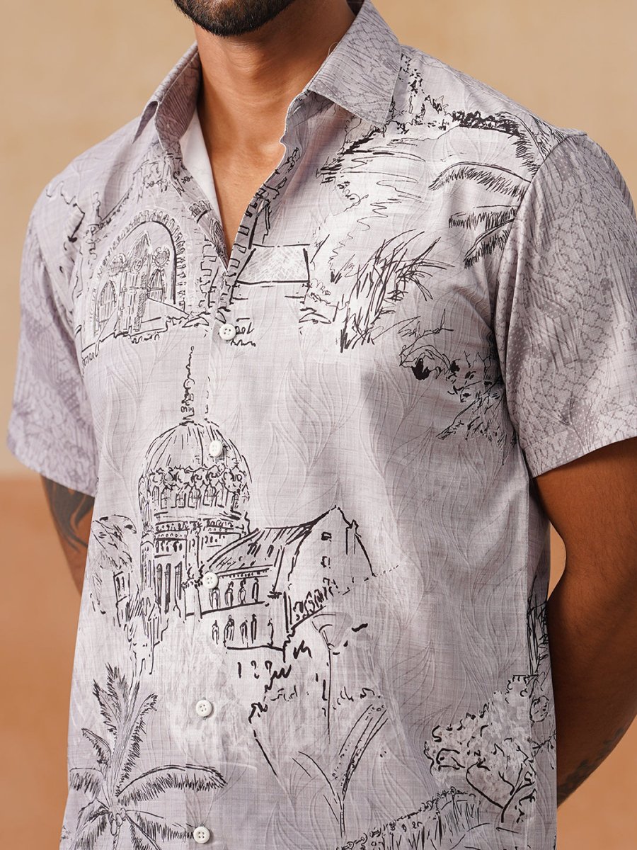 Men’s Cotton Blend Casual Wear Shirt - SF_9053Grey_S