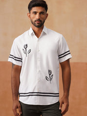 Men’s Cotton Blend Casual Wear Shirt - SF_9053White_S