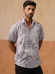 Men’s Cotton Blend Casual Wear Shirt - SF_9053Grey_S