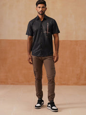 Men’s Cotton Blend Casual Wear Shirt - SF_9053Black_S