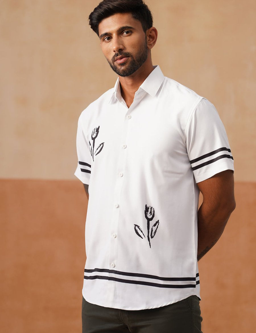 Men’s Cotton Blend Casual Wear Shirt - SF_9053White_S