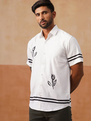 Men’s Cotton Blend Casual Wear Shirt - SF_9053White_S