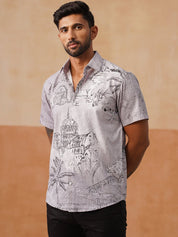 Men’s Cotton Blend Casual Wear Shirt - SF_9053Grey_S