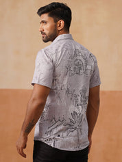 Men’s Cotton Blend Casual Wear Shirt - SF_9053Grey_S