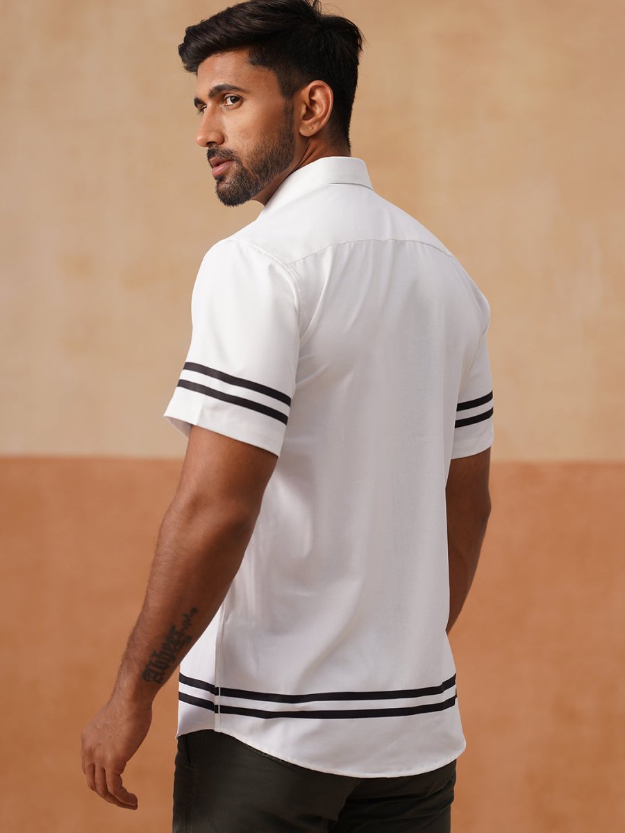 Men’s Cotton Blend Casual Wear Shirt - SF_9053White_S