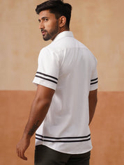 Men’s Cotton Blend Casual Wear Shirt - SF_9053White_S