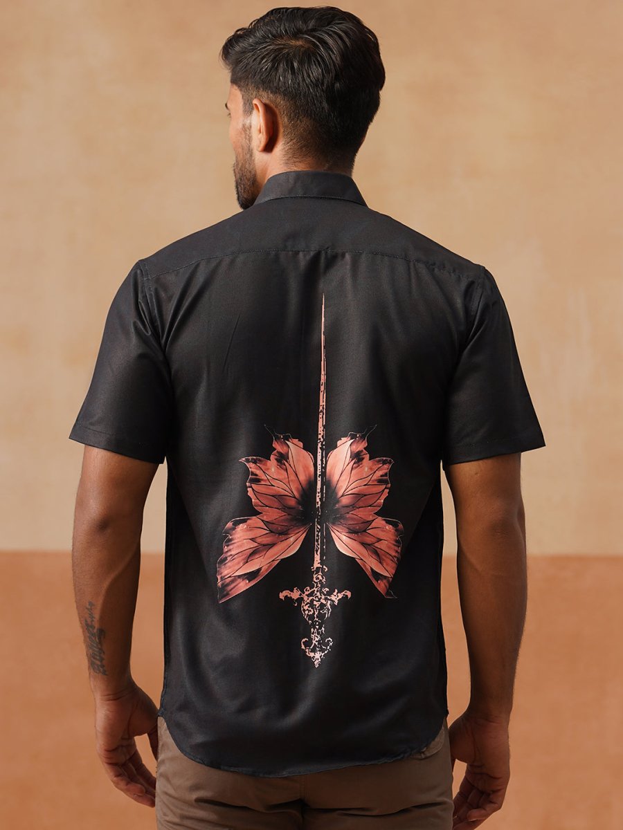 Men’s Cotton Blend Casual Wear Shirt - SF_9053Black_S