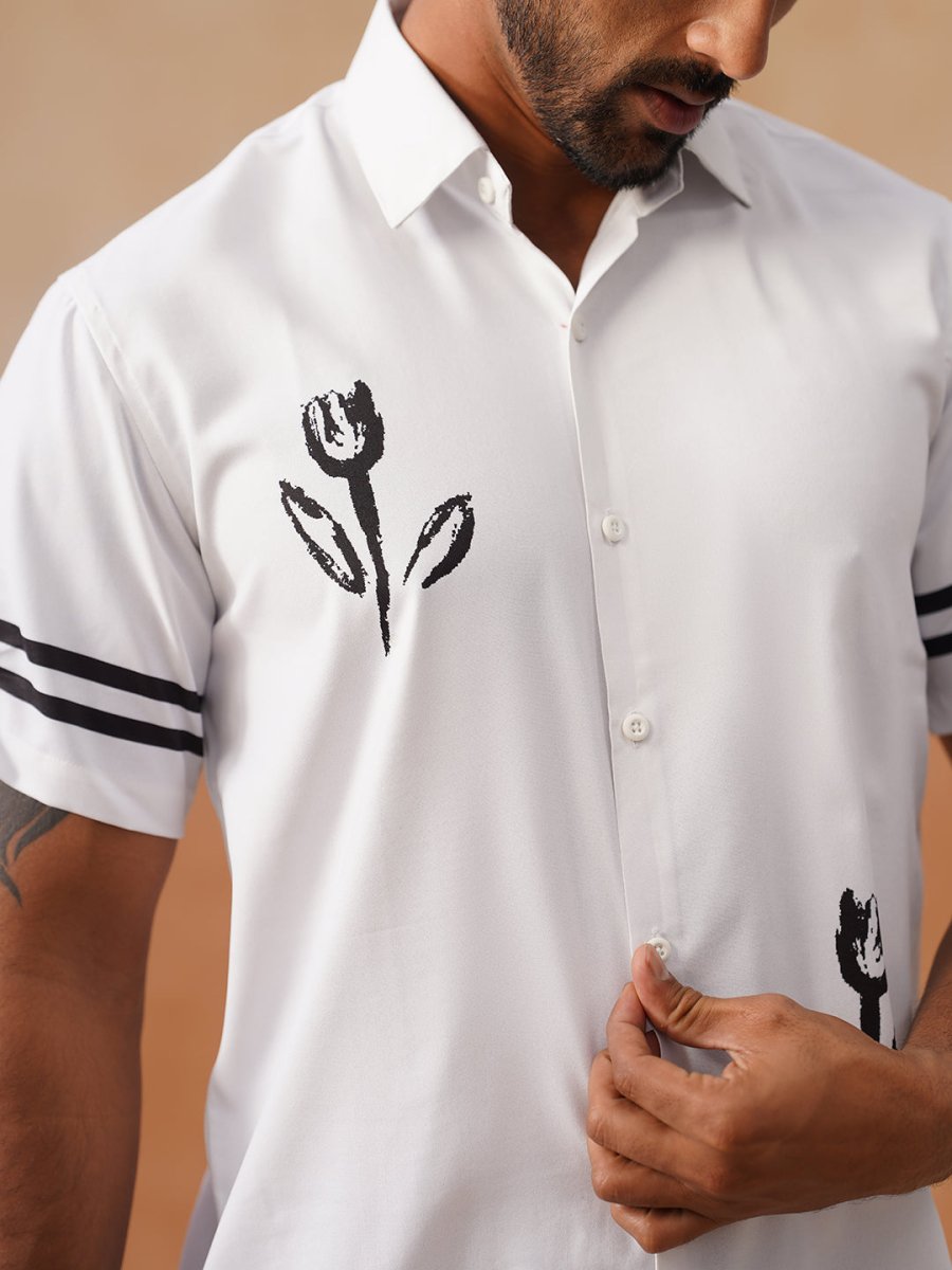 Men’s Cotton Blend Casual Wear Shirt - SF_9053White_S