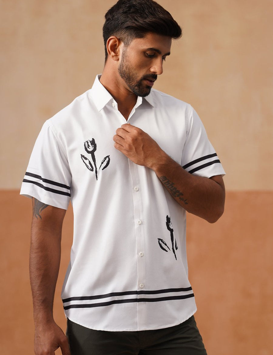 Men’s Cotton Blend Casual Wear Shirt - SF_9053White_S