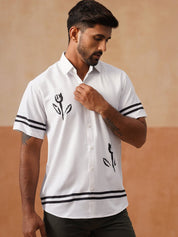 Men’s Cotton Blend Casual Wear Shirt - SF_9053White_S