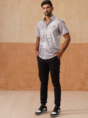 Men’s Cotton Blend Casual Wear Shirt - SF_9053Grey_S