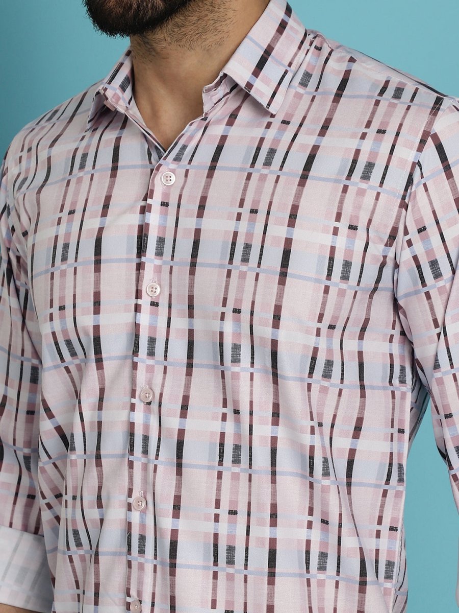 Men's Cotton Blend Checked Casual Shirt for Mens - SF_888Light-Brown_S