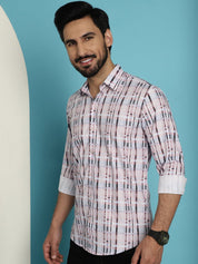 Men's Cotton Blend Checked Casual Shirt for Mens - SF_888Light-Brown_S