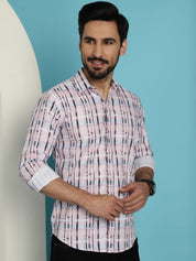 Men's Cotton Blend Checked Casual Shirt for Mens - SF_888Light-Brown_S