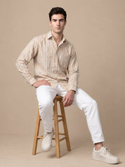 Men’s Cotton Blend Checked Casual Shirt - SF_060Orange_S
