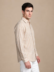 Men’s Cotton Blend Checked Casual Shirt - SF_060Orange_S