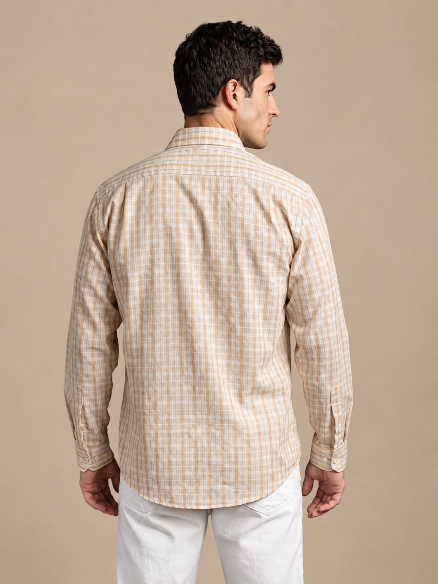 Men’s Cotton Blend Checked Casual Shirt - SF_060Orange_S