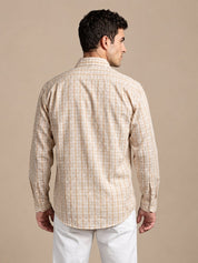 Men’s Cotton Blend Checked Casual Shirt - SF_060Orange_S