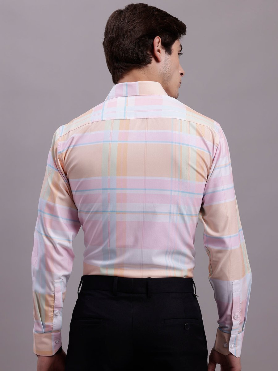 Men's Cotton Blend Checked Formal Shirt - SF_888Pink_S