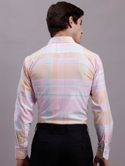 Men's Cotton Blend Checked Formal Shirt - SF_888Pink_S