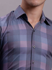 Men's Cotton Blend Checked Formal Shirt - SF_888Purple_S