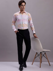 Men's Cotton Blend Checked Formal Shirt - SF_888Pink_S
