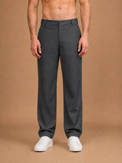 Men's Cotton Blend Solid Straight Fit Relaxed Trousers - INGP_307Dark-Grey_30