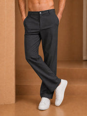 Men's Cotton Blend Solid Straight Fit Relaxed Trousers - INGP_307Dark-Grey_30