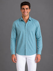 Men’s Cotton Blend Textured Casual Shirt - SF_063Aqua_S