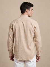 Men’s Cotton Blend Textured Casual Shirt - SF_063Beige_S