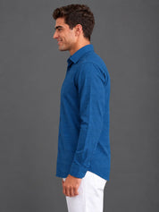 Men’s Cotton Blend Textured Casual Shirt - SF_063Blue_S