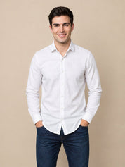 Men’s Cotton Blend Textured Casual Shirt - SF_063White_S