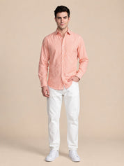 Men’s Cotton Blend Vertical Striped Casual Shirt - SF_067Orange_S