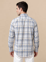 Men’s Cotton Checked Casual Shirt - SF_066Blue_S