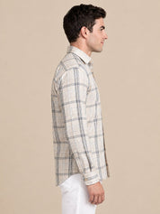 Men’s Cotton Checked Casual Shirt - SF_066Beige_S