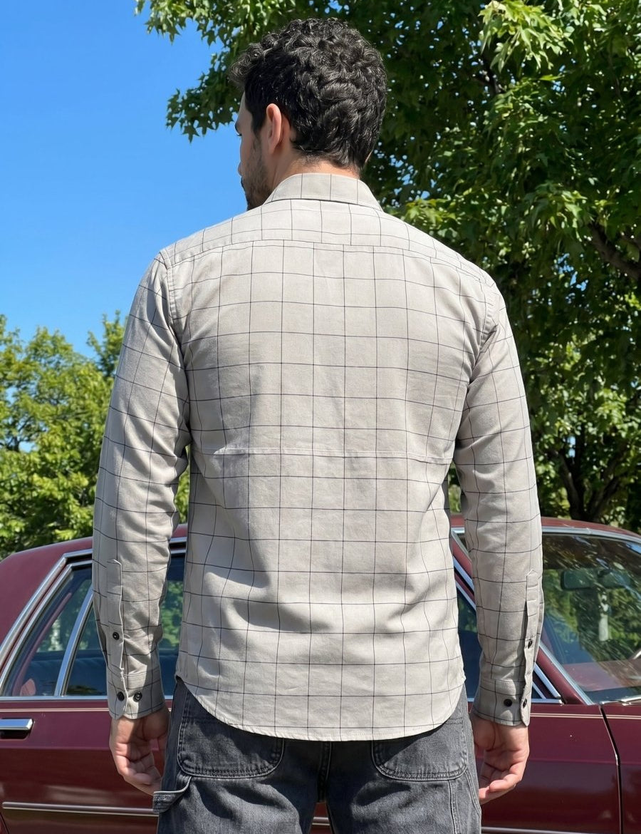 Men's Cotton Checked Casual Shirts - SF_742Grey_S