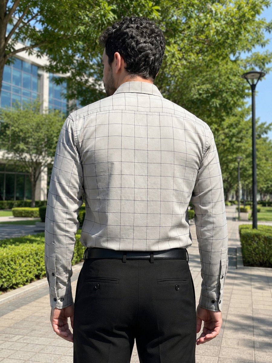 Men's Cotton Checked Formal Shirts - SF_742Grey_S