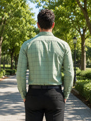 Men's Cotton Checked Formal Shirts - SF_742Pista_S