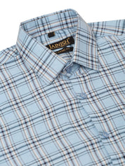Men's Cotton Checked Half Sleeves Formal Shirts - SF_815Sky_S