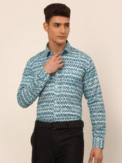 Men's Cotton Printed Formal Shirts - SF_831Sky_S