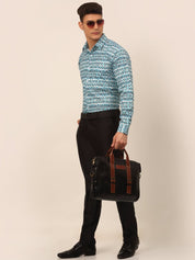 Men's Cotton Printed Formal Shirts - SF_831Sky_S