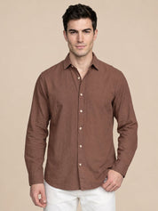 Men’s Cotton Solid Casual Shirt - SF_065Brown_S