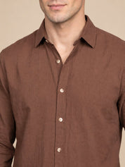 Men’s Cotton Solid Casual Shirt - SF_065Brown_S
