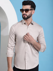 Men's Cotton Solid Casual Shirt - SF_883Beige_S